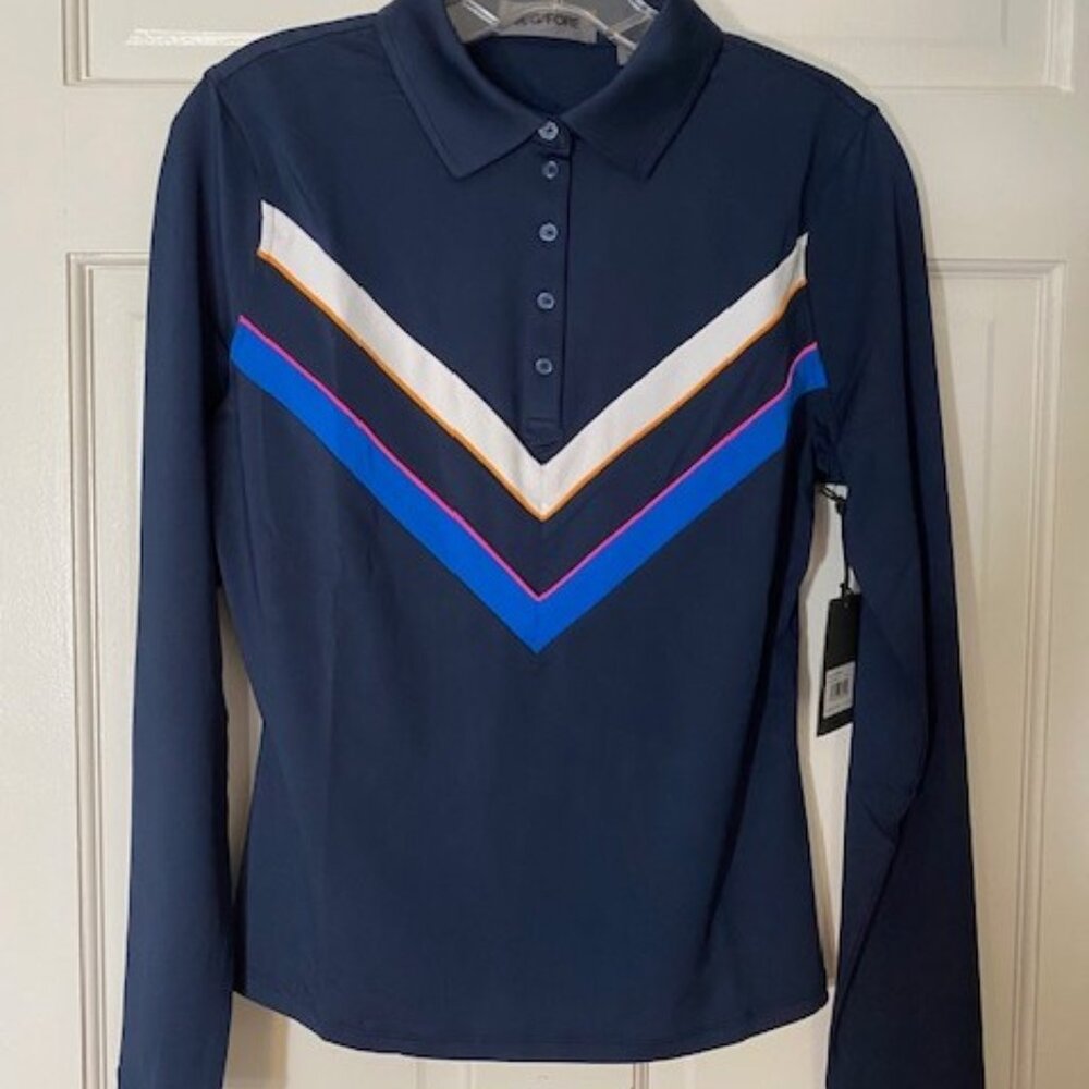 G Fore Women's Golf Shirt Long Sleeve Top Navy Blue Small Polo Tech Fabric
